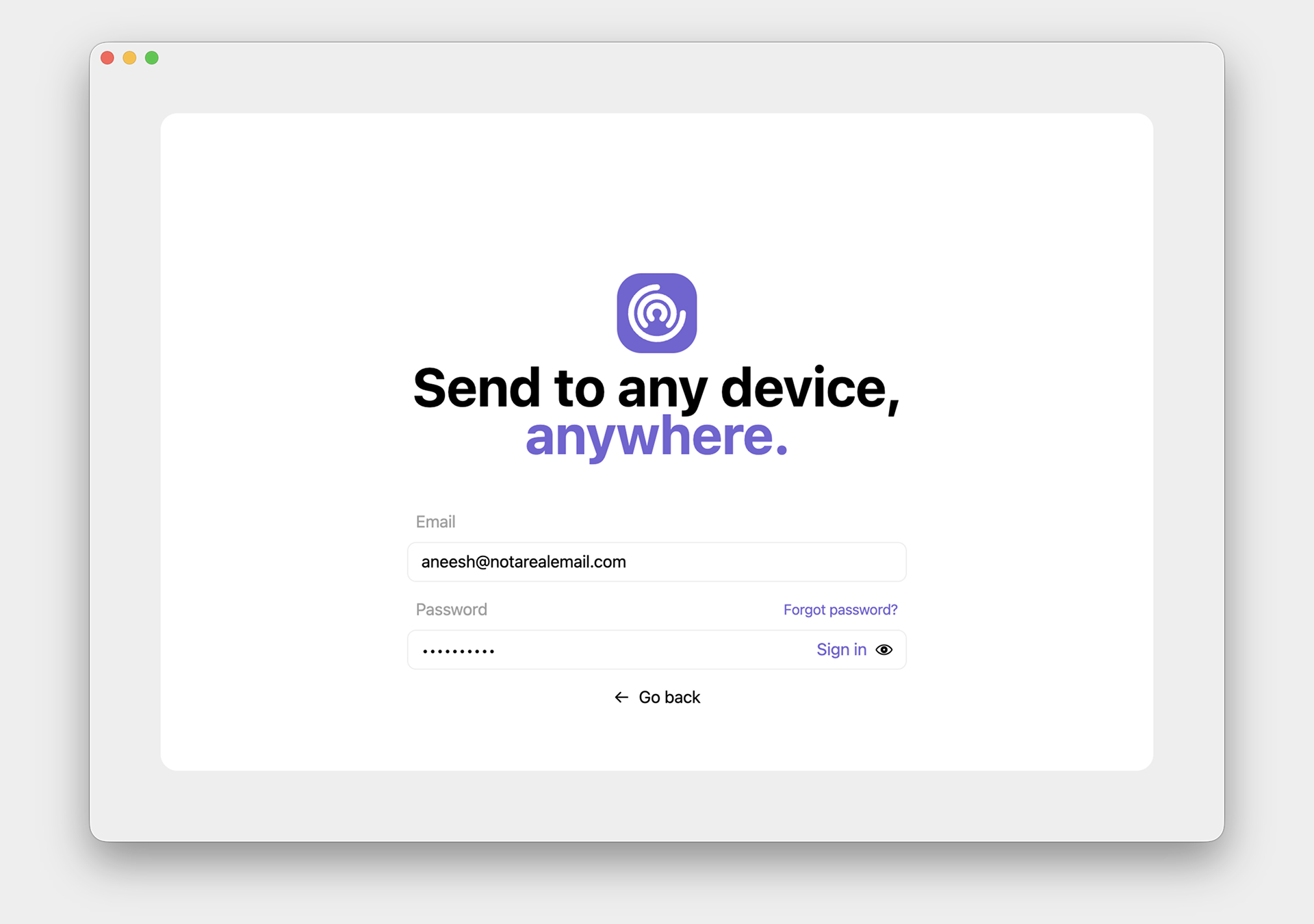 Arc desktop sign-in flow